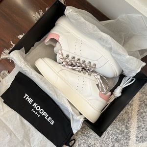 The Kooples | WHITE LEATHER SNEAKERS WITH PINK DETAILS